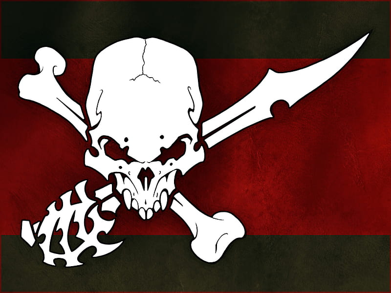 pirate, red, white, flag, HD wallpaper