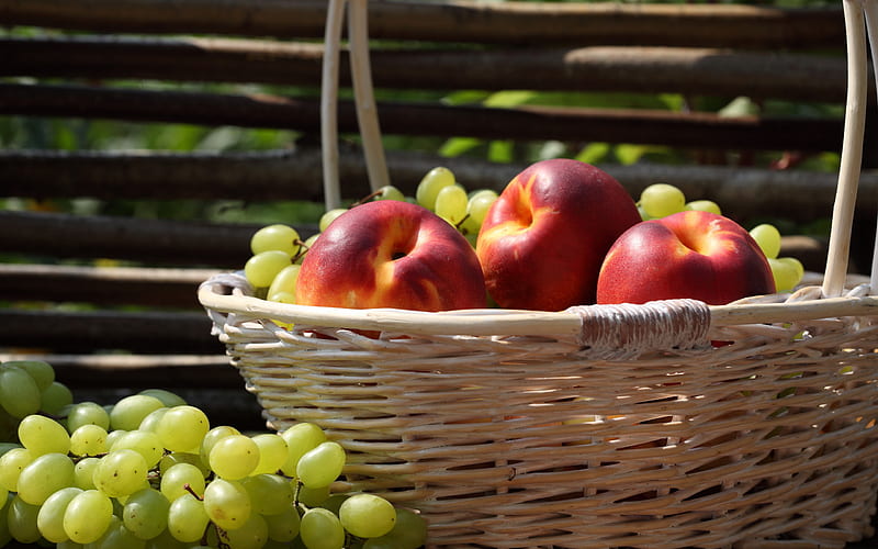 Health in a basket, apple, autumn, reachness, health, basket, fruits, nature, HD wallpaper