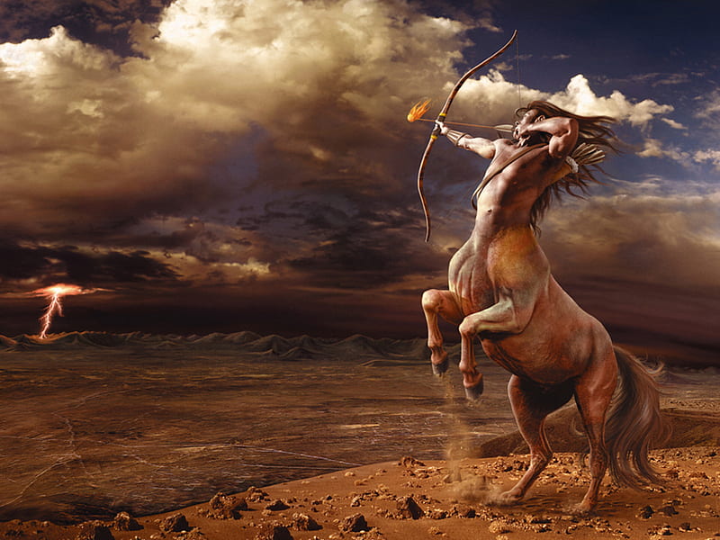 Centaur, fantasy, bow, archer, arrow, creature, HD wallpaper