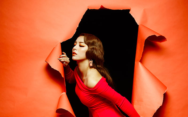 Ailee woman in red dress, K-pop, South Korean singer, beauty, Amy Lee, american singer, asian woman, Ailee, HD wallpaper