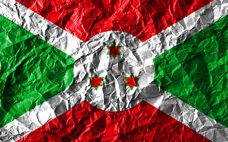 Burundi flag crumpled paper, African countries, creative, Flag of Burundi, national symbols, Africa, Burundi 3D flag, Burundi, HD wallpaper