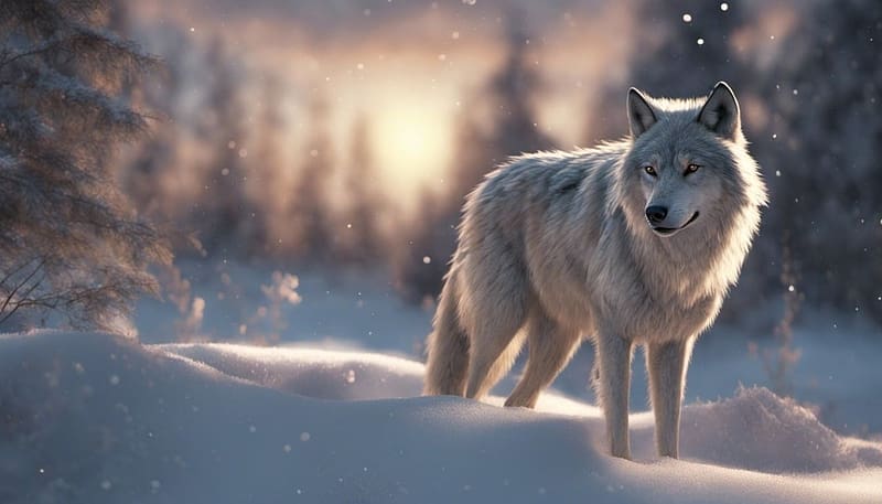 Wolf in the snow, tel, havas fak, havas taj, termeszet, farkas, ho, havas erdo, HD wallpaper