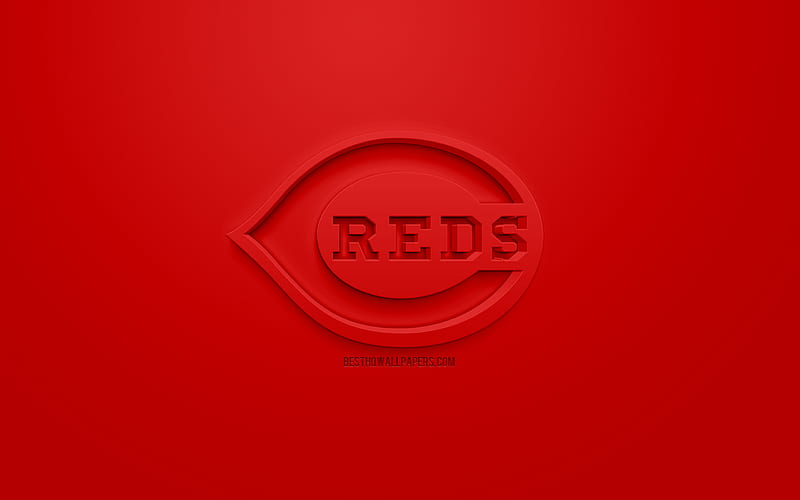 Cincinnati Reds, American baseball club, creative 3D logo, red background, 3d emblem, MLB, Cincinnati, Ohio, USA, Major League Baseball, 3d art, baseball, 3d logo, HD wallpaper