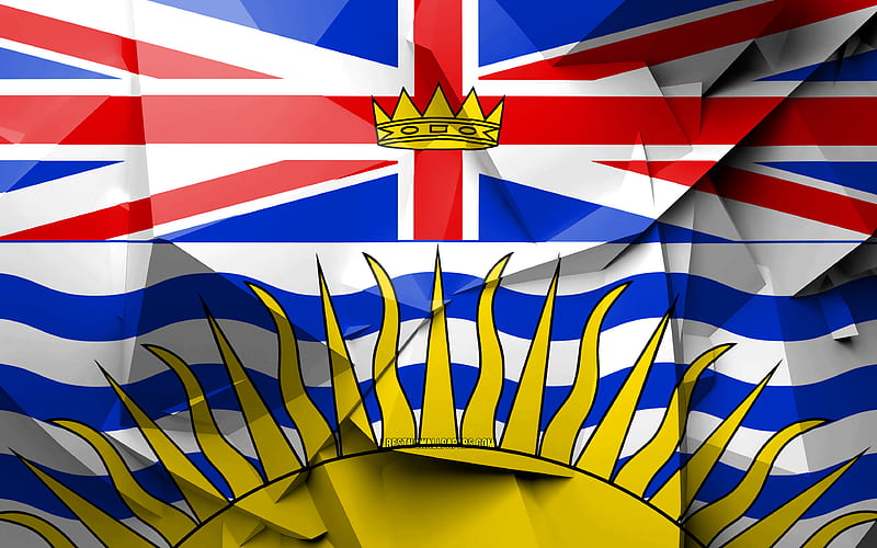 Flag of British Columbia, geometric art, Provinces of Canada, British Columbia flag, creative, canadian provinces, British Columbia Province, administrative districts, British Columbia 3D flag, Canada, British Columbia, HD wallpaper