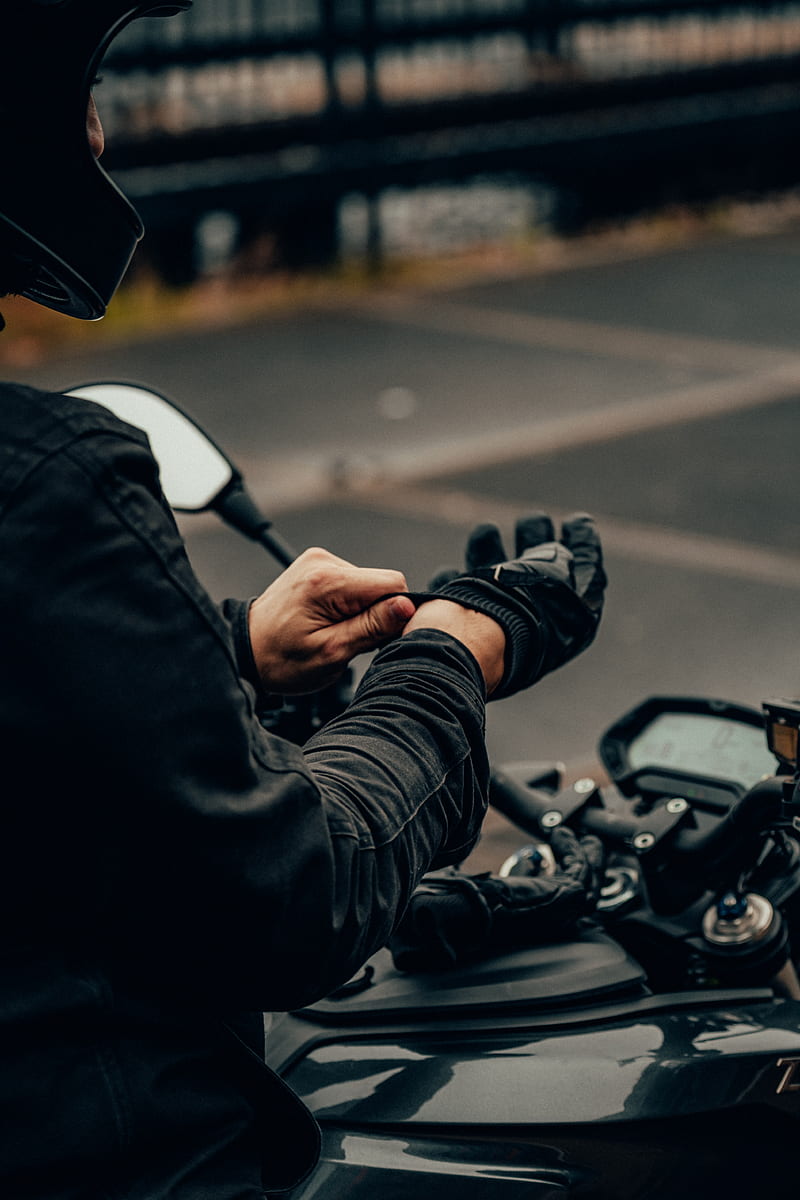 motorcyclist, motorcycle, helmet, gloves, HD phone wallpaper