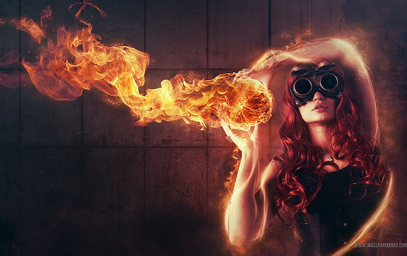 Fire, Girl, Woman, Flame, HD wallpaper
