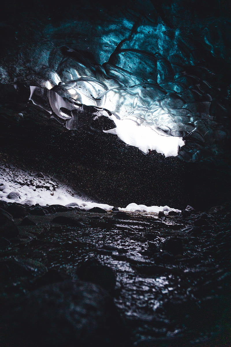 cave, ice, water, dark, HD phone wallpaper