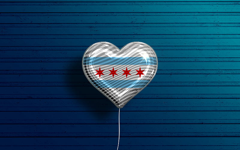 I Love Chicago, Illinois, realistic balloons, blue wooden background,  american cities, HD wallpaper | Peakpx