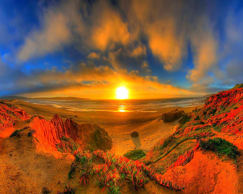 Amazing Sunset, seascape, HD wallpaper