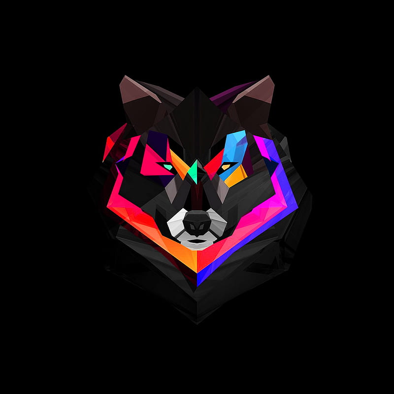 Abstract Background, animal, colorful, colors, vector wolf, HD phone wallpaper