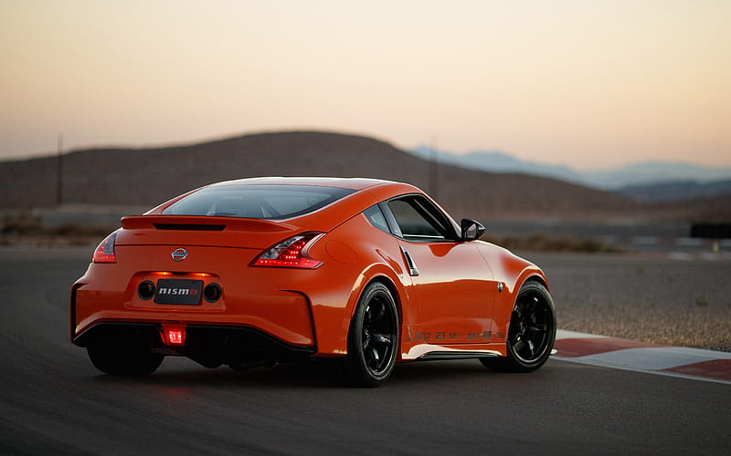 2018, Nissan 370Z, Project Clubsport 23, rear view, orange sports coupe, tuning 370Z, race track, Japanese sports car, Nissan, HD wallpaper