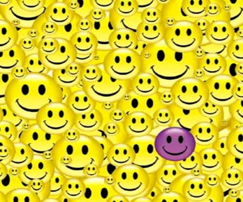 COLLAGE, yellow, purple, smiley, HD wallpaper
