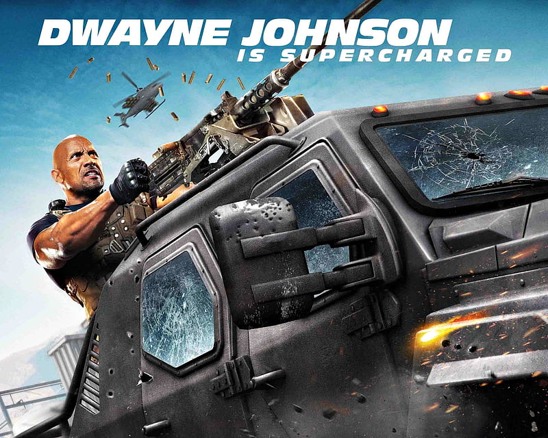 Fast & Furious: Supercharged (2015), poster, movie, action, supercharged, man, gun, Dwayne Johnson, car, fast and furious, actor, HD wallpaper