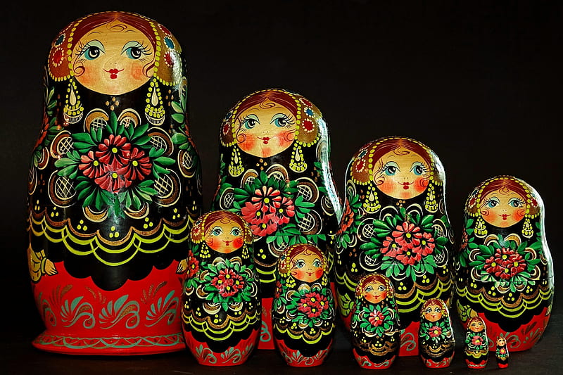 Matryoshka Dolls, dolls, Russia, matryoshka, toys, HD wallpaper