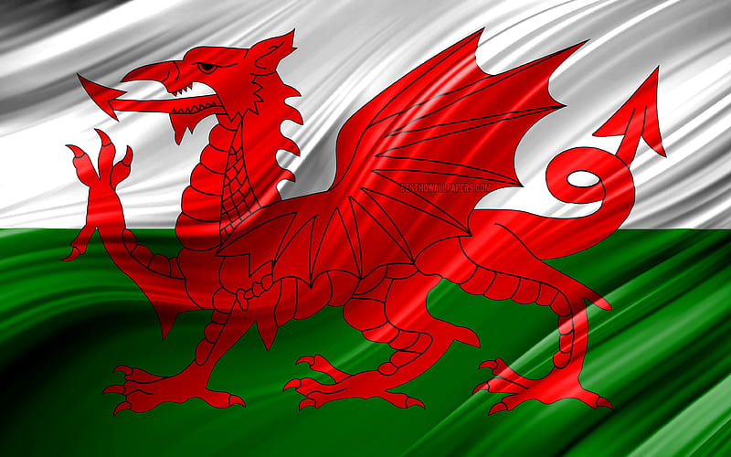 Welsh flag, European countries, 3D waves, Flag of Wales, national symbols, Wales 3D flag, art, Europe, Wales, HD wallpaper