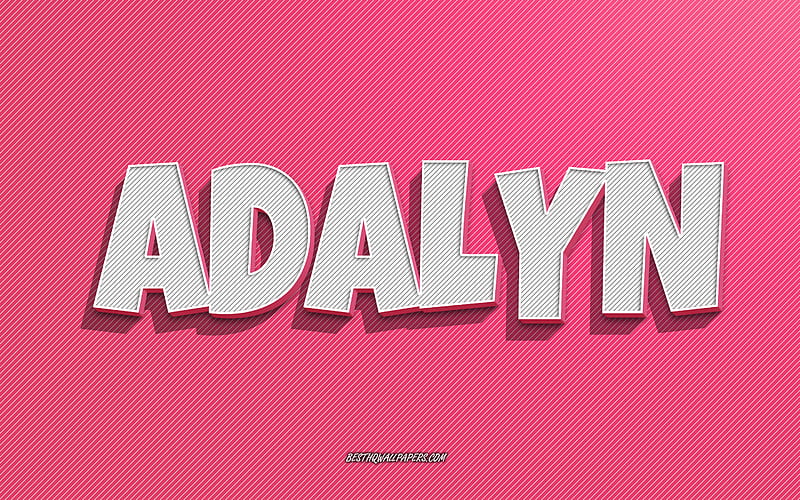 Adalyn, pink lines background, with names, Adalyn name, female names