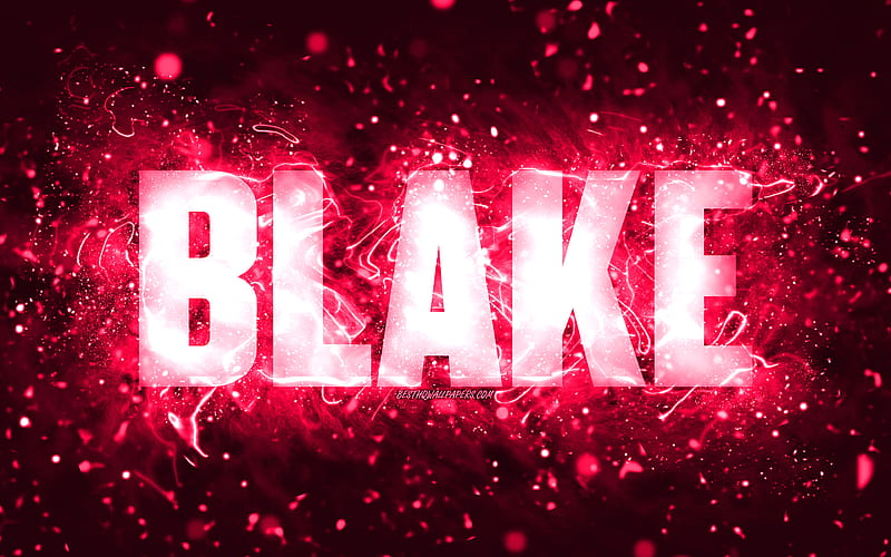 Happy Birtay Blake, pink neon lights, Blake name, creative, Blake Happy Birtay, Blake Birtay, popular american female names, with Blake name, Blake, HD wallpaper