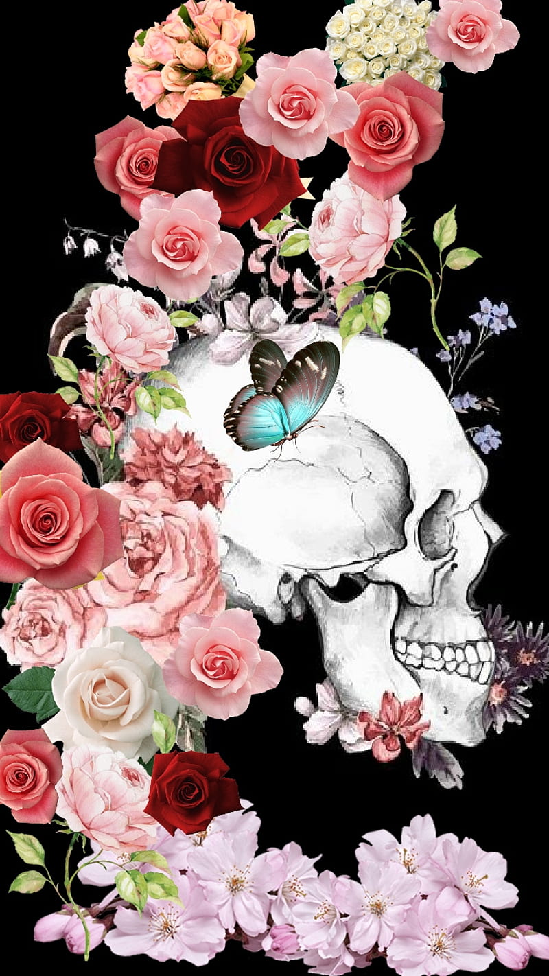 Specialty, butterfly, day, dead, flowers, skull, sugar, HD phone wallpaper