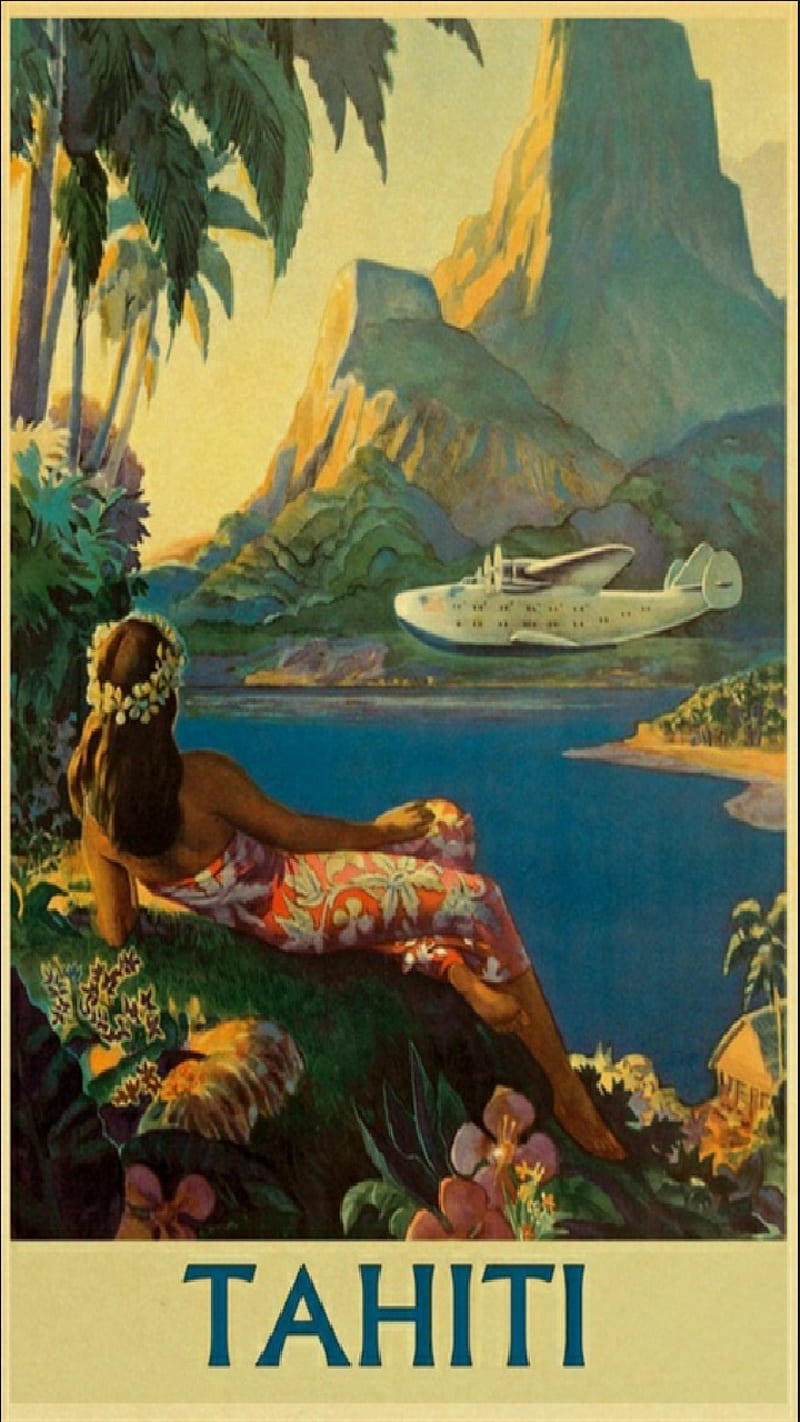 Vintage Tahiti, brochure, destination, tourist, travel, vacation, HD phone wallpaper