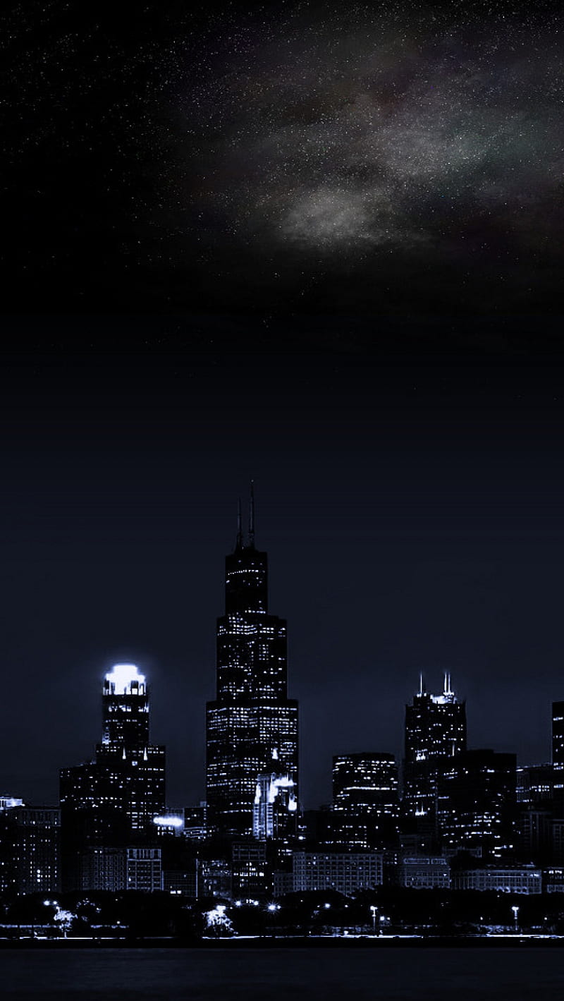 City Night, buildings, dark, sky, HD phone wallpaper