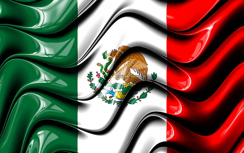 Mexican flag North America, national symbols, Flag of Mexico, 3D art, Mexico, North American countries, Mexico 3D flag, United Mexican States, HD wallpaper