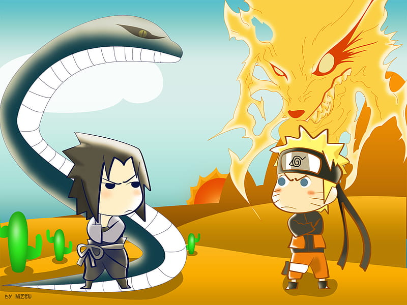 Naruto Shippuden cute chibi Sasuke com espada Sharingam ninja vila