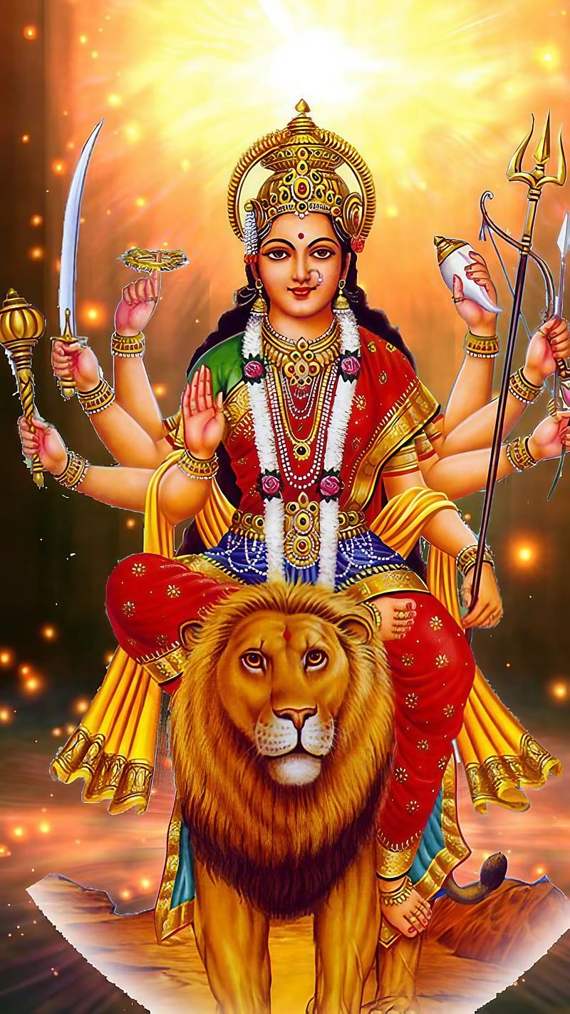 Durga maa, anger, beauty, god, goddess, lion, navratri, pet ...