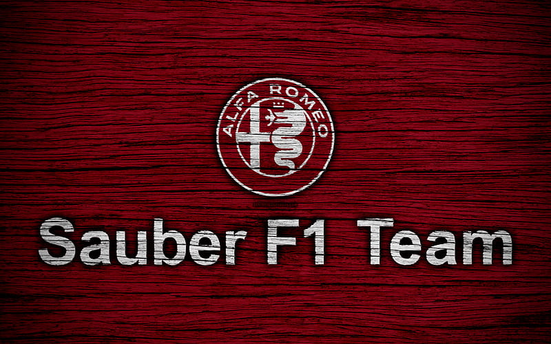 Alfa Romeo Sauber F1 Team logo, F1 teams, F1, Formula 1 wooden texture, Formula 1 2018, Sauber F1 Team, Sauber, HD wallpaper