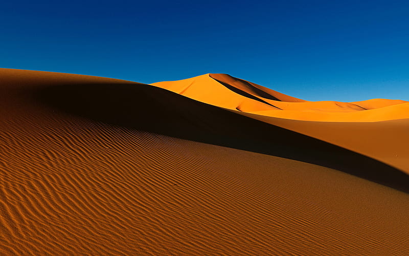 desert, sand dune, sand waves, Africa, sunset, evening, dunes, HD wallpaper