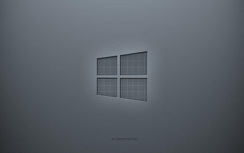 Windows 10 logo, gray creative background, Windows 10 emblem, gray paper texture, Windows 10, gray background, Windows 10 3d logo, Windows, HD wallpaper