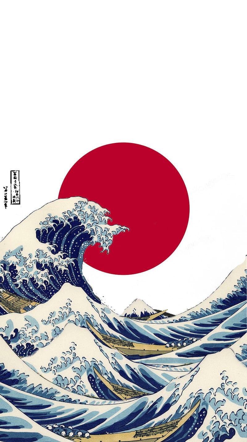 Grey & blue japanese wave wallpaper mural - Feathr™ Official Site