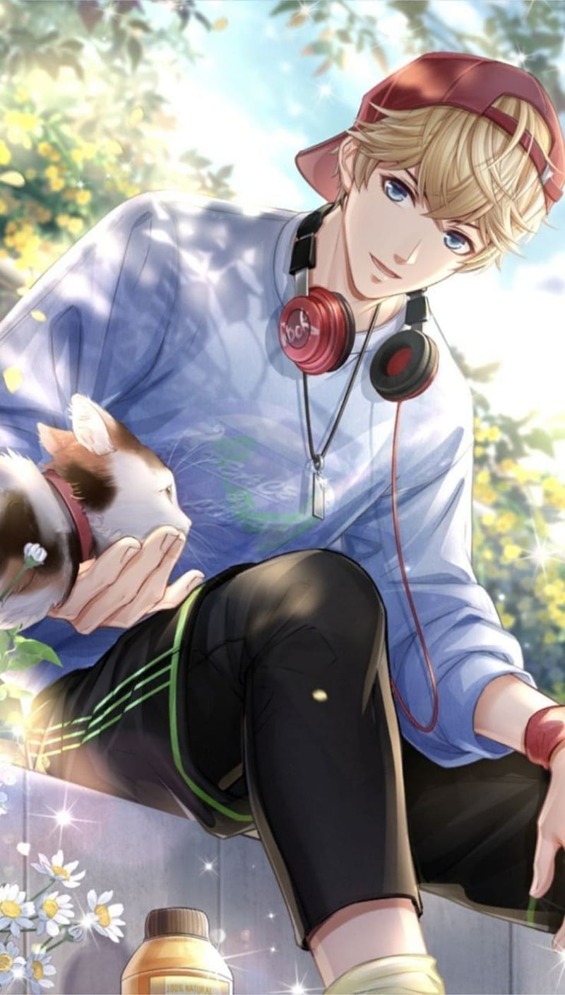 Cute Guy Kitty, anime, cute guy, HD phone wallpaper