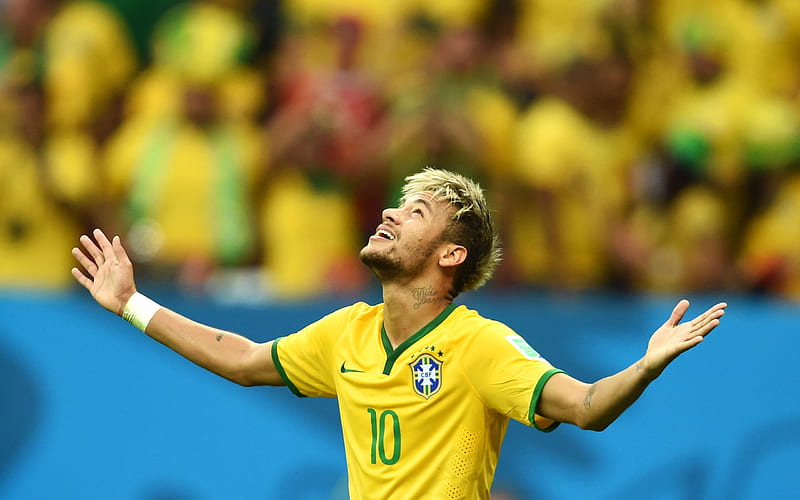 Neymar Jr, Brazilian footballer, portrait, Brazil, football, PSG, Brazilian soccer team, Neymar, HD wallpaper