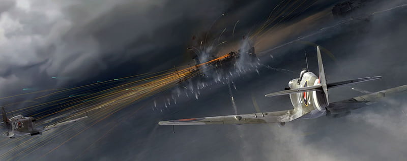 'Spitfire Attack', Spitfire, World War Two Art, British Aircraft, Spitfire Art, HD wallpaper
