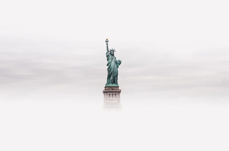 Statue of Liberty, cloudy, haze, monument, tower, usa, HD wallpaper