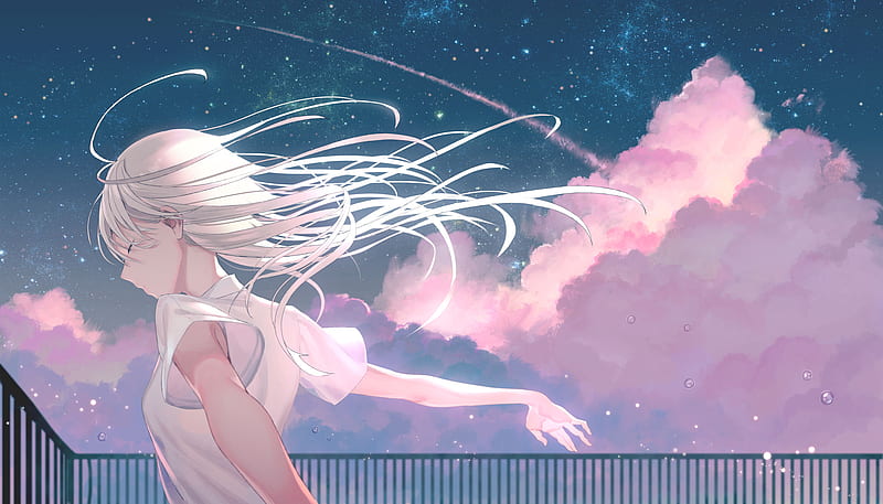 Anime fly sky light dress long hair original sun girl beauty wallpaper, 3200x1800, 815914