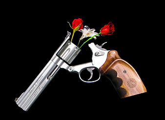GUNS N ROSES, firearms, romance, smith and wesson, black, roses, weapons,  guns, HD wallpaper | Peakpx