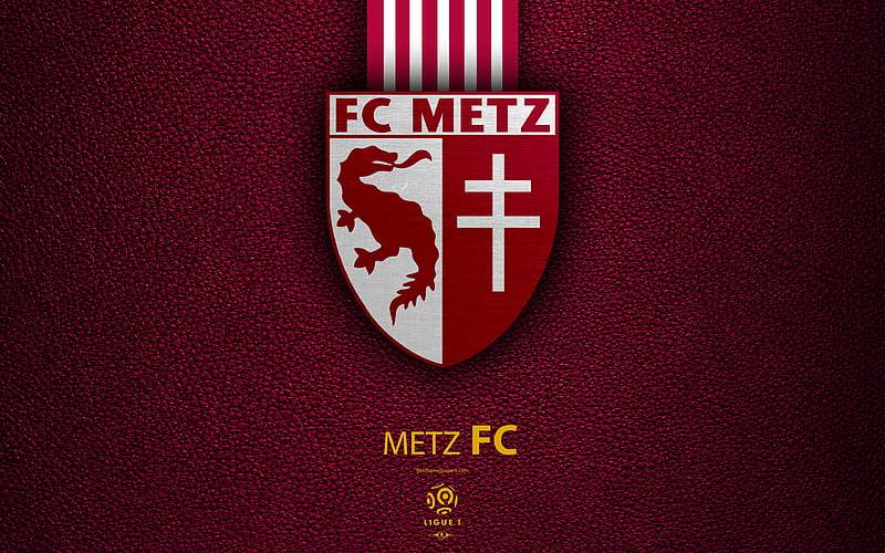 FC Metz French football club, Ligue 1, leather texture, logo, emblem, Mets, France, football, HD wallpaper