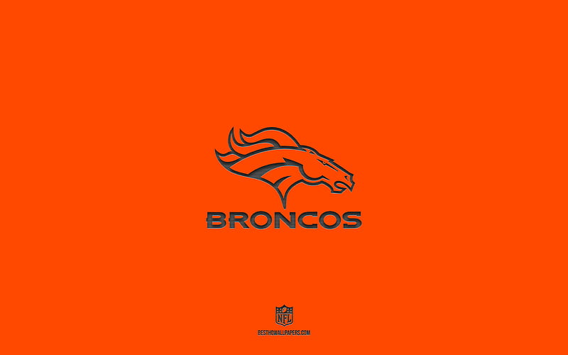 Denver Broncos, orange background, American football team, Denver Broncos emblem, NFL, USA, American football, Denver Broncos logo, HD wallpaper