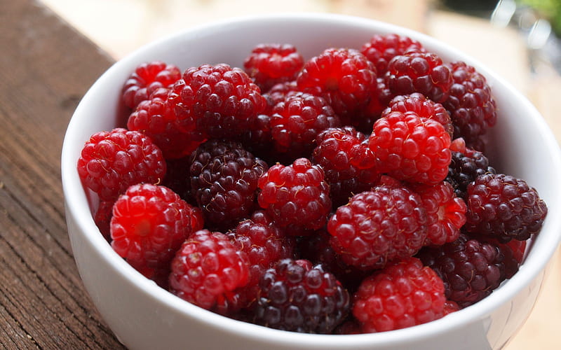 raspberries, berries, bowl, ripe, fresh, HD wallpaper
