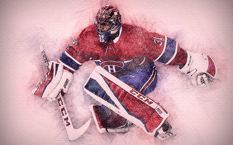 Carey Price artwork, hockey stars, Montreal Canadiens, NHL, hockey, drawing Carey Price, HD wallpaper