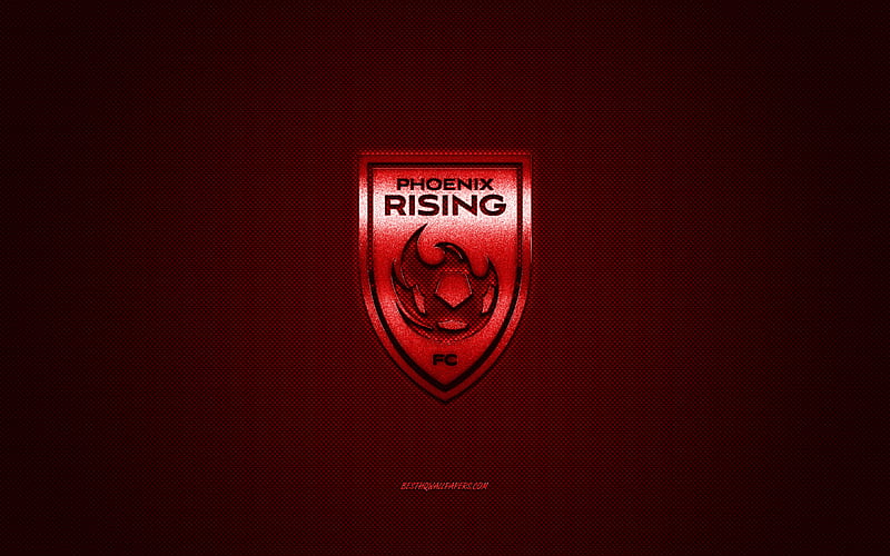 Phoenix Rising FC, American soccer club, USL Championship, red logo, red carbon fiber background, USL, football, Phoenix, USA, Phoenix Rising FC logo, soccer, HD wallpaper