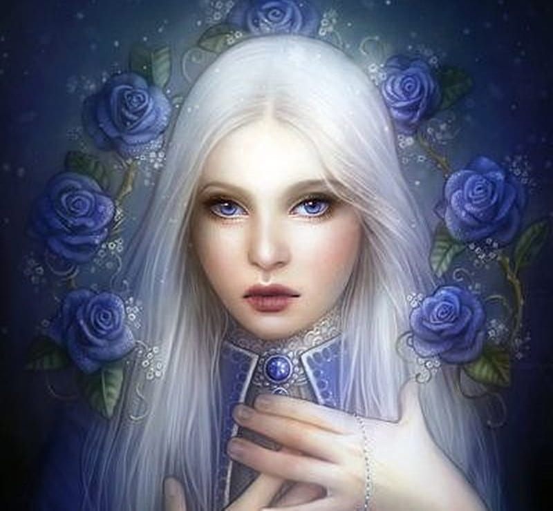 Blue Roses, art, fantasy, beauty, roses, blue, HD wallpaper