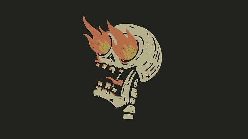 Skull Fire Minimal, HD wallpaper