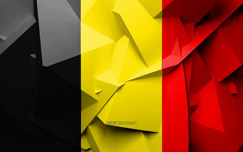 Flag of Belgium, geometric art, European countries, Belgian flag, creative, Belgium, Europe, Belgium 3D flag, national symbols, HD wallpaper
