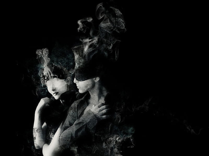 Nos esfumamos, lovers, love, black and white, smoke, couple, HD wallpaper