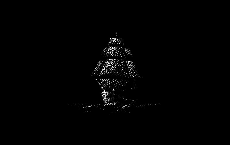 Ship, vara, bw, black, summer, white, minimalism, HD wallpaper