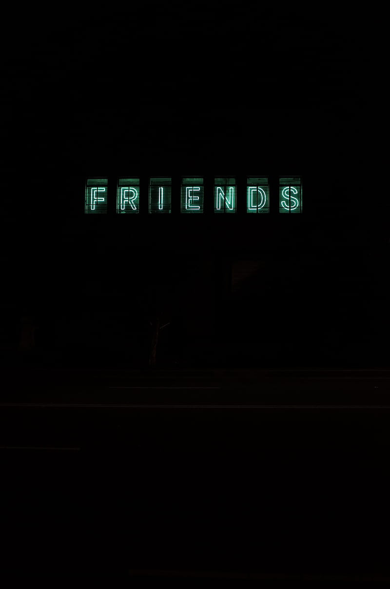 friends, inscription, neon, backlight, dark, letters, HD phone wallpaper