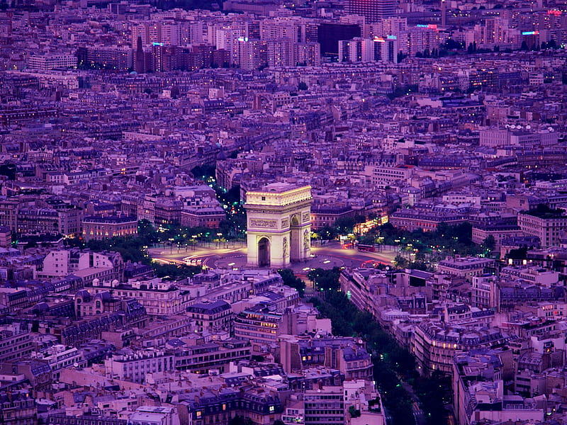 Arc de Triumphe, dawn, paris france, paris, arc, architechture, graphy, purple, france, arc de triomphe, HD wallpaper