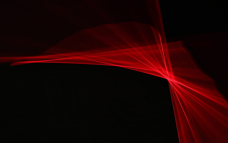 red neon light, black background, red neon lines background, red abstract background, HD wallpaper